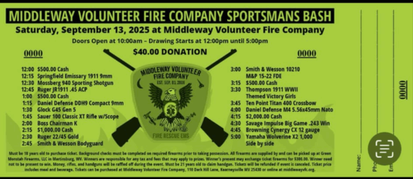 2025 Middleway Volunteer Fire Company Sportsman's Bash Event Tickets - Image 2
